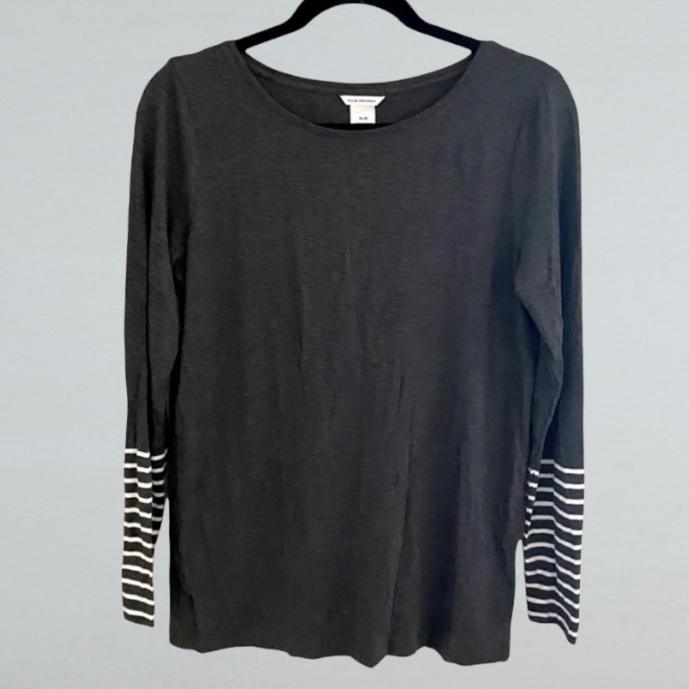 Club Monaco Striped Sleeve Top Size M